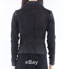 VINCE. Black Women's Size Small S Full-Zip Knit Jacket Leather $995- #051