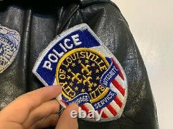 VINTAGE 60's LOUISVILLE USA POLICE OFFICERS LEATHER MOTORCYCLE JACKET SIZE M