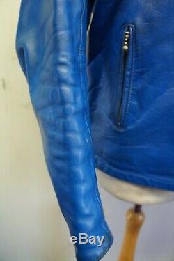 VINTAGE 70's BELSTAFF EASY RIDER BLUE LEATHER MOTORCYCLE JACKET SIZE 108CM 42