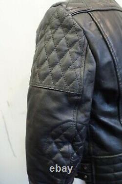 VINTAGE 80's EASTCO LONDON DISTRESSED LEATHER PERFECTO MOTORCYCLE JACKET SIZE S