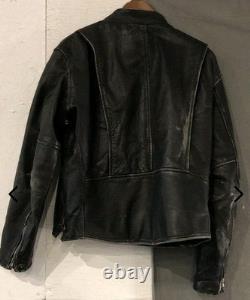VINTAGE 80's First Genuine Leather MOTORCYCLE JACKET Cafe Racer Jacket SZ 46