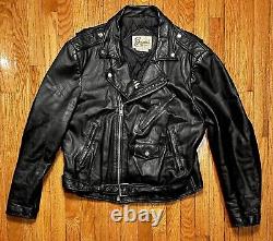 VINTAGE BERMANS Black Leather Motorcycle Biker Riding Jacket Mens Size 46 2XL