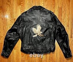 VINTAGE BERMANS Black Leather Motorcycle Biker Riding Jacket Mens Size 46 2XL