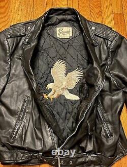 VINTAGE BERMANS Black Leather Motorcycle Biker Riding Jacket Mens Size 46 2XL