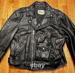 VINTAGE BERMANS Black Leather Motorcycle Biker Riding Jacket Mens Size 46 2XL