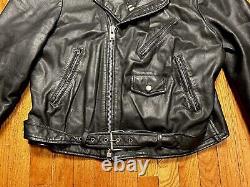 VINTAGE BERMANS Black Leather Motorcycle Biker Riding Jacket Mens Size 46 2XL