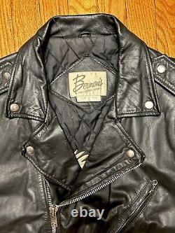 VINTAGE BERMANS Black Leather Motorcycle Biker Riding Jacket Mens Size 46 2XL