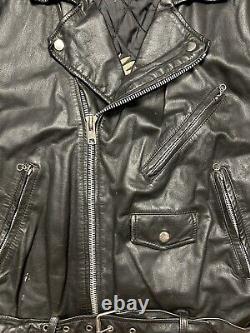 VINTAGE BERMANS Black Leather Motorcycle Biker Riding Jacket Mens Size 46 2XL