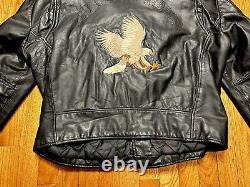 VINTAGE BERMANS Black Leather Motorcycle Biker Riding Jacket Mens Size 46 2XL
