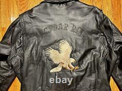 VINTAGE BERMANS Black Leather Motorcycle Biker Riding Jacket Mens Size 46 2XL