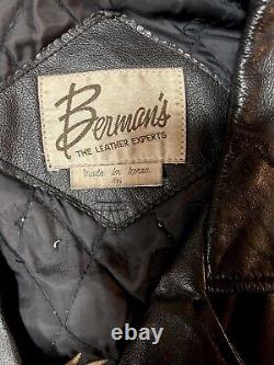 VINTAGE BERMANS Black Leather Motorcycle Biker Riding Jacket Mens Size 46 2XL