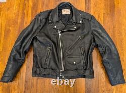 VINTAGE Excelled Leather Motorcycle Jacket Biker Belted Men's 46