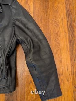 VINTAGE Excelled Leather Motorcycle Jacket Biker Belted Men's 46