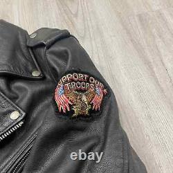 VINTAGE FMC Leather Riding Motorcycle Jacket Freedom of The Road Size 38