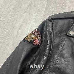 VINTAGE FMC Leather Riding Motorcycle Jacket Freedom of The Road Size 38