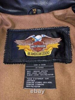 VINTAGE Ladies Harley-Davidson Leather Wool Lined Riding Jacket Size XS