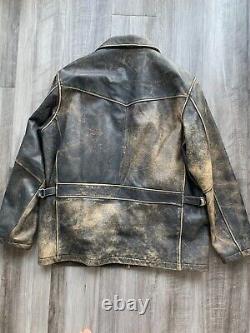 VINTAGE Leather Jacket 100% Full Grain Leather AMAZING PATINA Size L