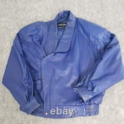 VINTAGE Pelle Moda Leather Jacket Mens Medium Blue Biker Cafe American Male