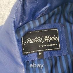 VINTAGE Pelle Moda Leather Jacket Mens Medium Blue Biker Cafe American Male
