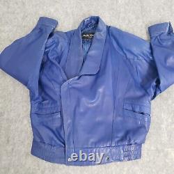VINTAGE Pelle Moda Leather Jacket Mens Medium Blue Biker Cafe American Male
