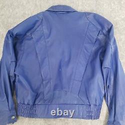 VINTAGE Pelle Moda Leather Jacket Mens Medium Blue Biker Cafe American Male