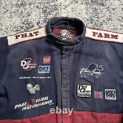 VINTAGE Phat Farm Jacket Mens XLarge Racing 90s Y2K Def Jam 2000 Russell Simmons