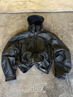 VINTAGE RICK OWENS CHROME HEARTS STYLE 1 OF 1 CARGO CROPPED LEATHER JACKET 90s