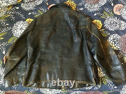 VINTAGE SKAGGERAC BLACK LEATHER MOTORCYCLE POLICE JACKET 1960-70s