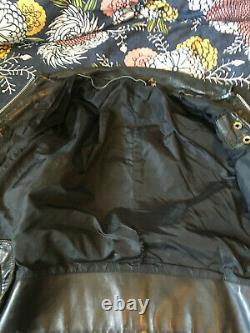 VINTAGE SKAGGERAC BLACK LEATHER MOTORCYCLE POLICE JACKET 1960-70s