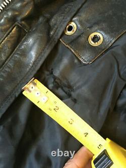 VINTAGE SKAGGERAC BLACK LEATHER MOTORCYCLE POLICE JACKET 1960-70s