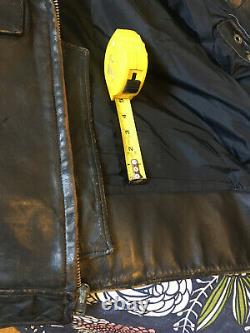 VINTAGE SKAGGERAC BLACK LEATHER MOTORCYCLE POLICE JACKET 1960-70s