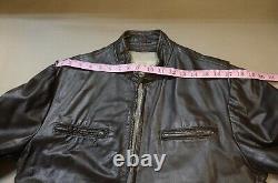 VINTAGE Unbranded Brown cafe racer styled leather jacket mens 40