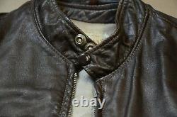 VINTAGE Unbranded Brown cafe racer styled leather jacket mens 40