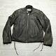 VINTAGE Wilsons Heavy Leather Motorcycle Jacket Mens Large Faded Black Moto Zip