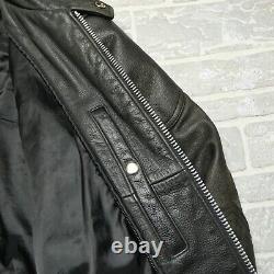 VINTAGE Wilsons Heavy Leather Motorcycle Jacket Mens Large Faded Black Moto Zip