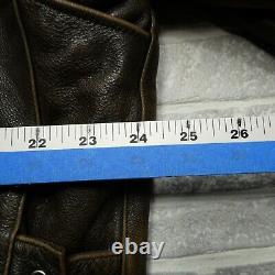 VINTAGE Wilsons Leather Motorcycle Jacket Mens 2XL Brown Thick Embossed Cross