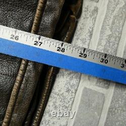 VINTAGE Wilsons Leather Motorcycle Jacket Mens 2XL Brown Thick Embossed Cross