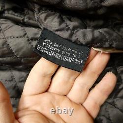 VINTAGE Wilsons Leather Motorcycle Jacket Mens 2XL Brown Thick Embossed Cross