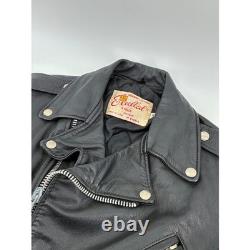 VNTG 70s Excelled Genuine Leather Motorcycle Jacket 36 Black Biker Moto Made USA
