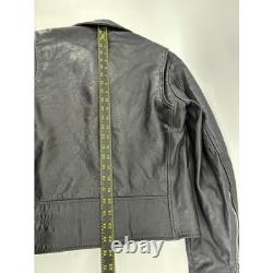 VNTG 70s Excelled Genuine Leather Motorcycle Jacket 36 Black Biker Moto Made USA