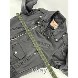 VNTG 70s Excelled Genuine Leather Motorcycle Jacket 36 Black Biker Moto Made USA