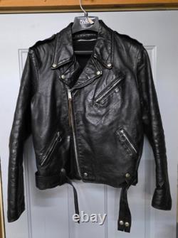 VTG 1960s Size 42 Brooks Lined Cross Zipper Cowhide Motorcycle Jacket Talon