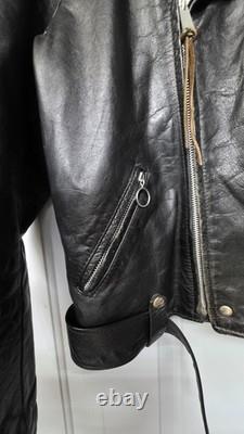 VTG 1960s Size 42 Brooks Lined Cross Zipper Cowhide Motorcycle Jacket Talon