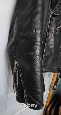 VTG 1960s Size 42 Brooks Lined Cross Zipper Cowhide Motorcycle Jacket Talon