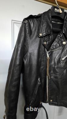 VTG 1960s Size 42 Brooks Lined Cross Zipper Cowhide Motorcycle Jacket Talon