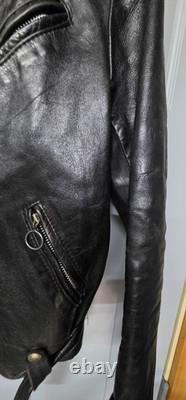 VTG 1960s Size 42 Brooks Lined Cross Zipper Cowhide Motorcycle Jacket Talon