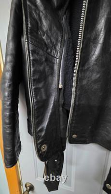 VTG 1960s Size 42 Brooks Lined Cross Zipper Cowhide Motorcycle Jacket Talon