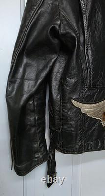 VTG 1960s Size 42 Brooks Lined Cross Zipper Cowhide Motorcycle Jacket Talon