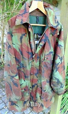 VTG 2 CREST BARBOUR MILITARY DPM CAMO BELTED WAX JACKET 44 112cm VERY RARE VGC
