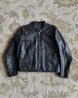 VTG 60s Brooks Leather Gold Label Cafe Racer Biker Motorcycle Jacket Sz 40 Black